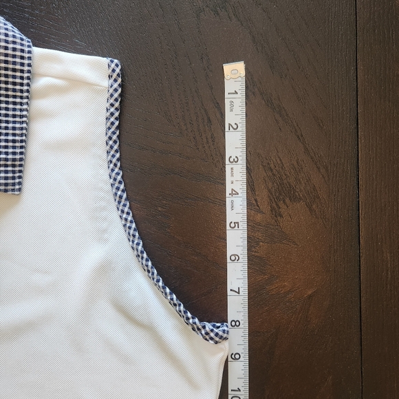 IZOD Golf White Sleeveless Top with Black and White Gingham Trim - Picture 11 of 12